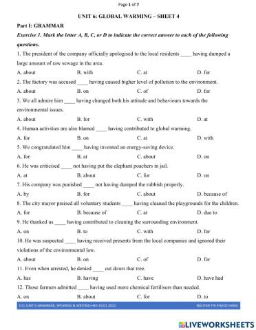 E11-UNIT 6-Speaking, Writing & Grammar