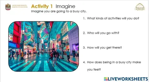 Write about visiting a busy city