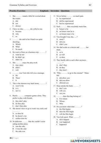 LRN B2 EMPHASIS-INVERSION-QUESTIONS