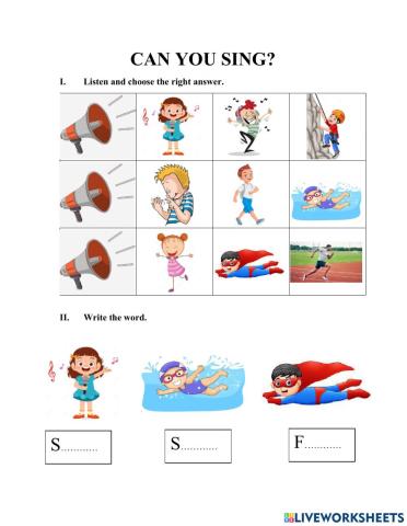 Action verbs and letter L