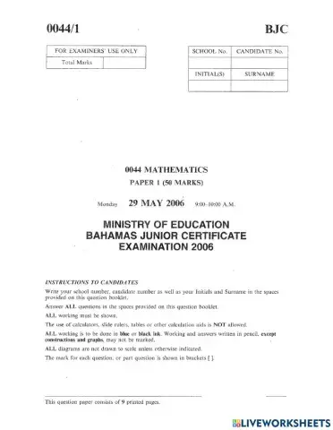 BJC Paper 1 2006
