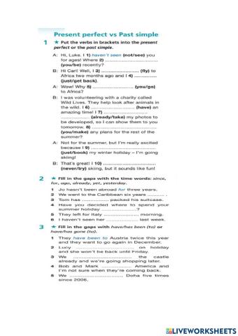 Present perfect simple past simple