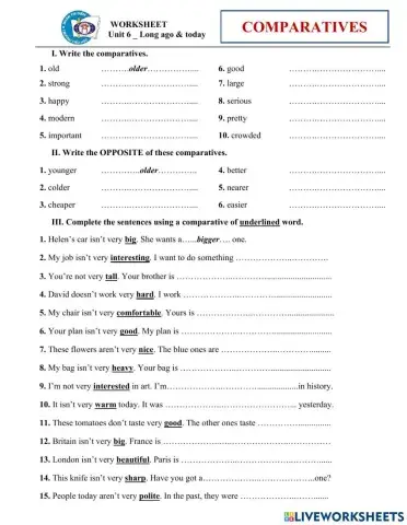 Unit 6-Comparatives 1