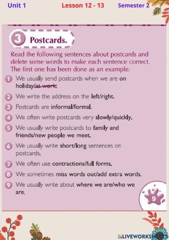 Unit 1 Lessons 12 -13 G 9 S 2