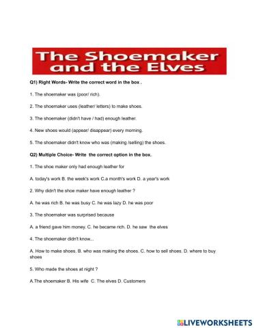 The Shoemaker and  the Elves
