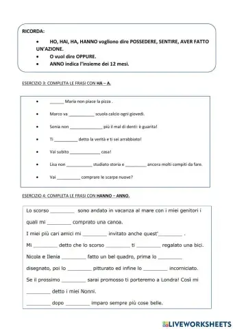 USO DELL'H (ha, hanno)