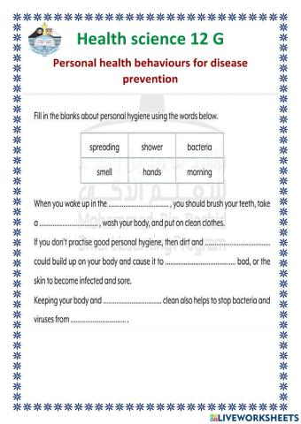 Personal health behaviours for disease prevention