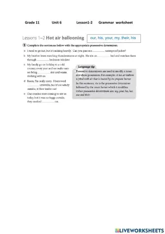 Possessive determiners