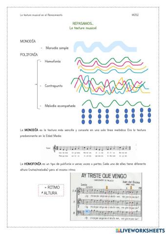 La textura musical. Desde el Renacimiento hasta hoy.