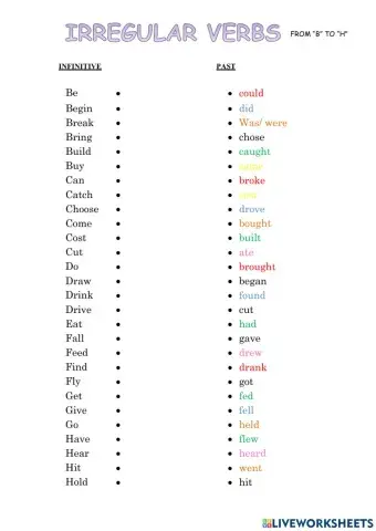 Irregular verbs