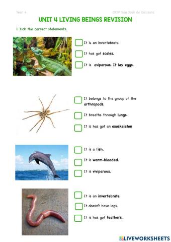 Unit 4. living beings