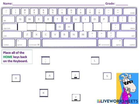 Place home Keys in the Correct Positions on the Keyboard
