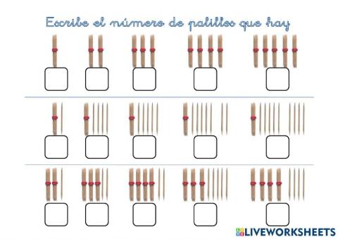 Números y sumas con palillos