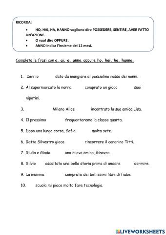 Esercitazione sull'uso dell'h