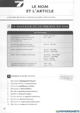 le genre des mots - Grammaire