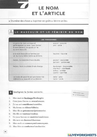 le genre des mots - Grammaire