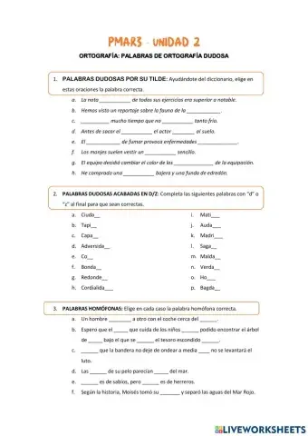 Palabras de Ortografía Dudosa