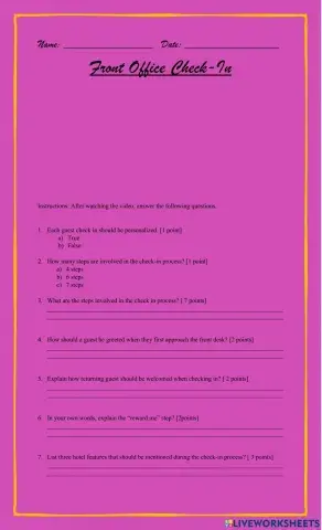 Front Office Check In