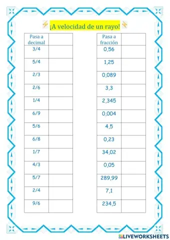 Fracciones y números decimales