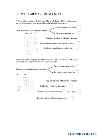 Problemes de mcm i mcd II