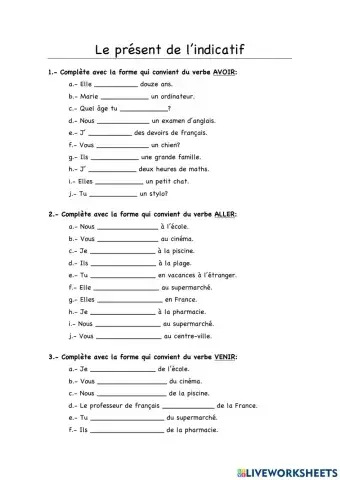 Présent de l'indicatif
