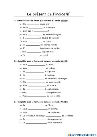 Présent de l'indicatif