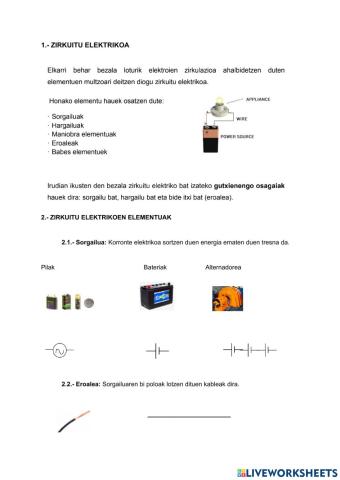 Zirkuitu elektrikoen elementuak