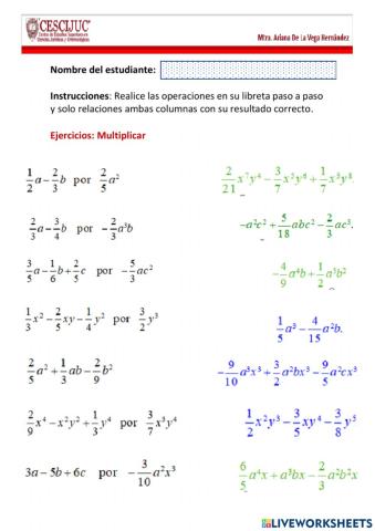 Multiplicacion de polinomios