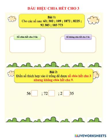 Dấu hiệu chia hết cho 3