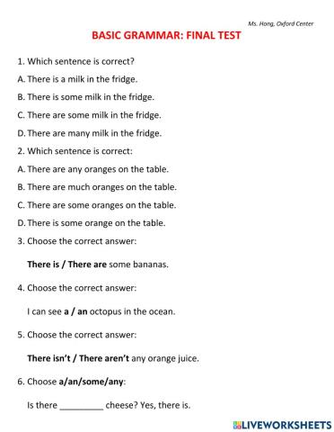 Basic grammar test