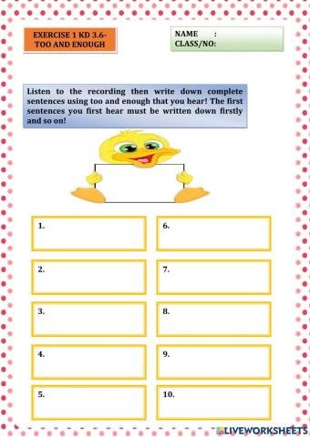 Exercise 1 KD 3.6-Too and Enough