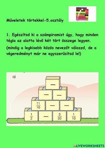 Műveletek törtekkel-5.o.