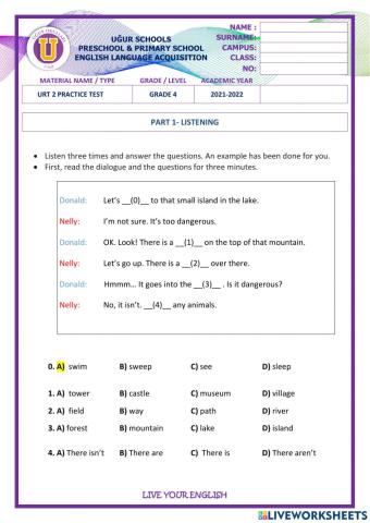Grade 4-URT 2 Practice Sheet