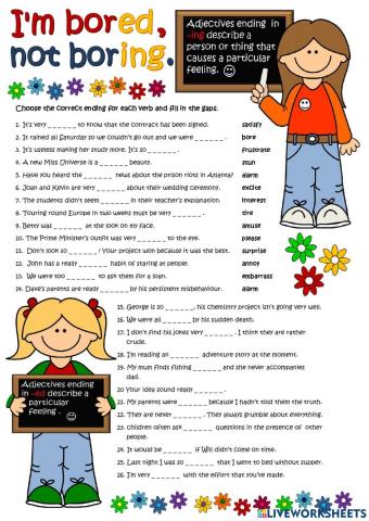 Adjectives that end in ed and ing