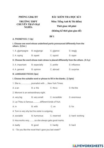 E8 end-of-term test 1