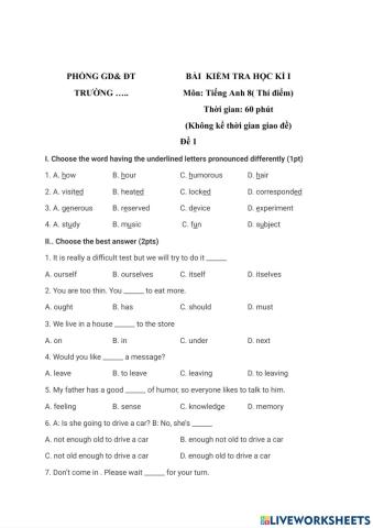 E8 end-of-term test 2