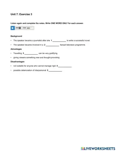 Mindset 3 - Listening Skills Modules - Unit 7 Ex3