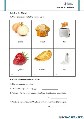 Worksheet Unit 5 - Grade 3