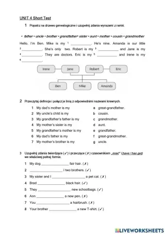 BRAINY 4 - short test of UNIT 4