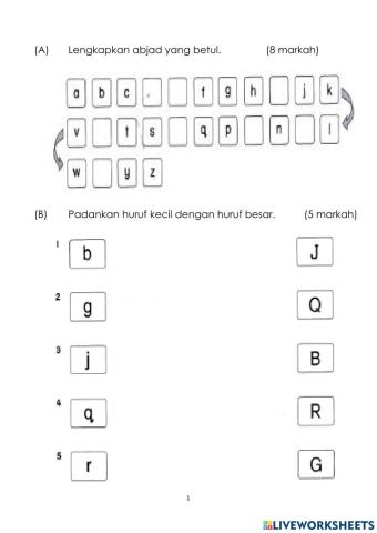 Penilaian Bahasa Melayu Tahun 1A JAN 2022