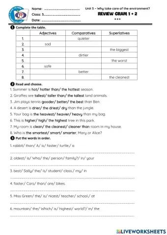 Comparatives and Superlatives