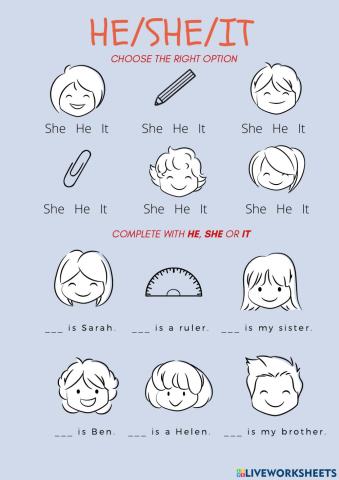 Pronouns He, She, It