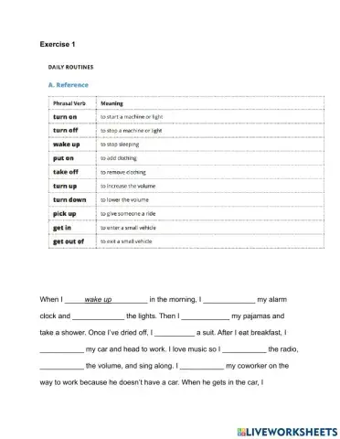 Phrasal Verb Exercises