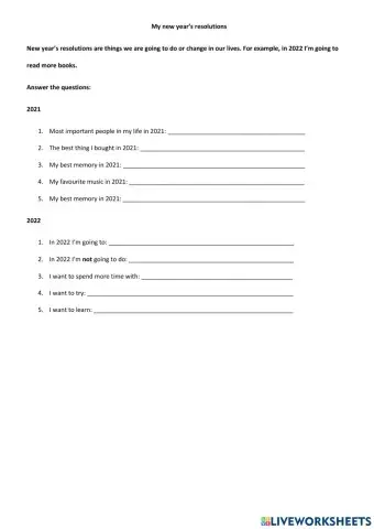 New Years Resolutions