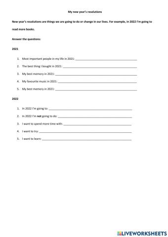 New Years Resolutions