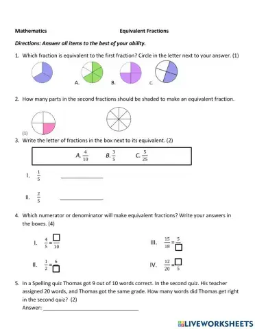 Equivalent Fractions