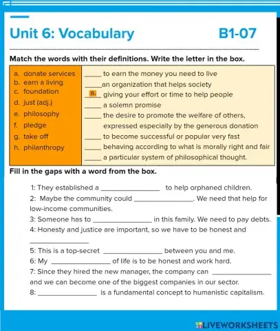 B1-07 Vocabulary Unit 6