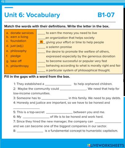 B1-07 Vocabulary Unit 6