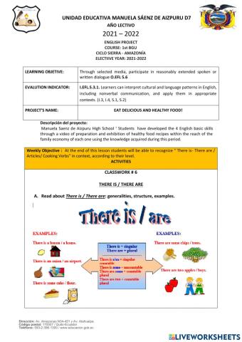 Ejercicios Online-There is - There are- 1stBGU-A