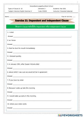 Types of Clause
